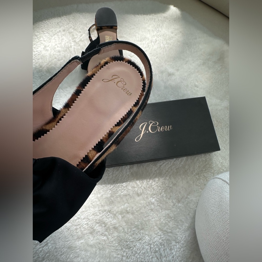 J. Crew Animal Print Slingback Flats with Large Black Bows, New, never worn! - Picture 5 of 13